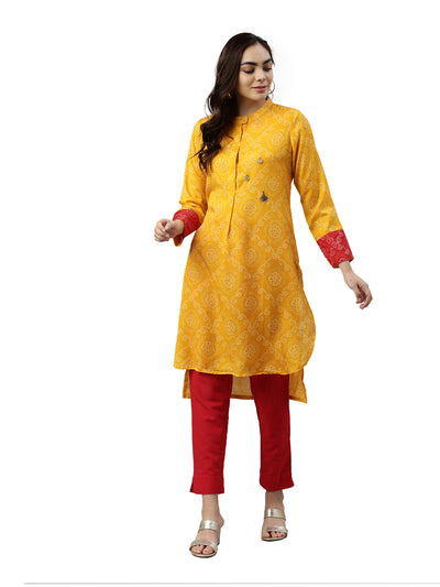 Neeru's Mustard Color Muslin Fabric Kurta