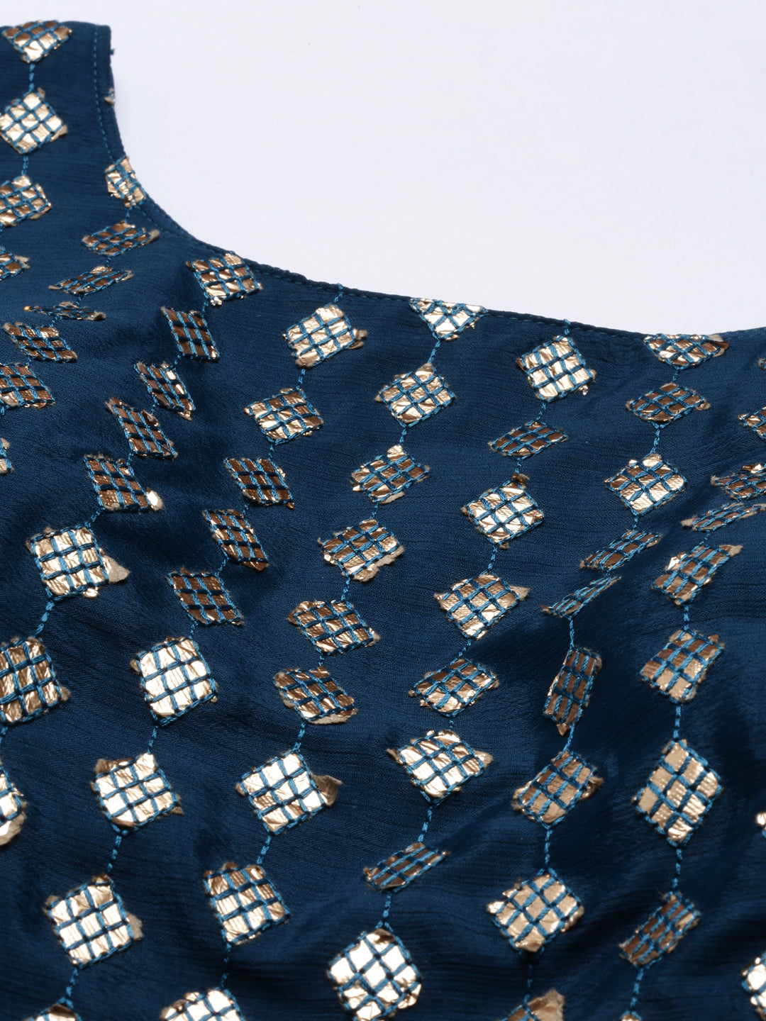 Neerus Peacock Color Georgette Fabric Suit-Fusion