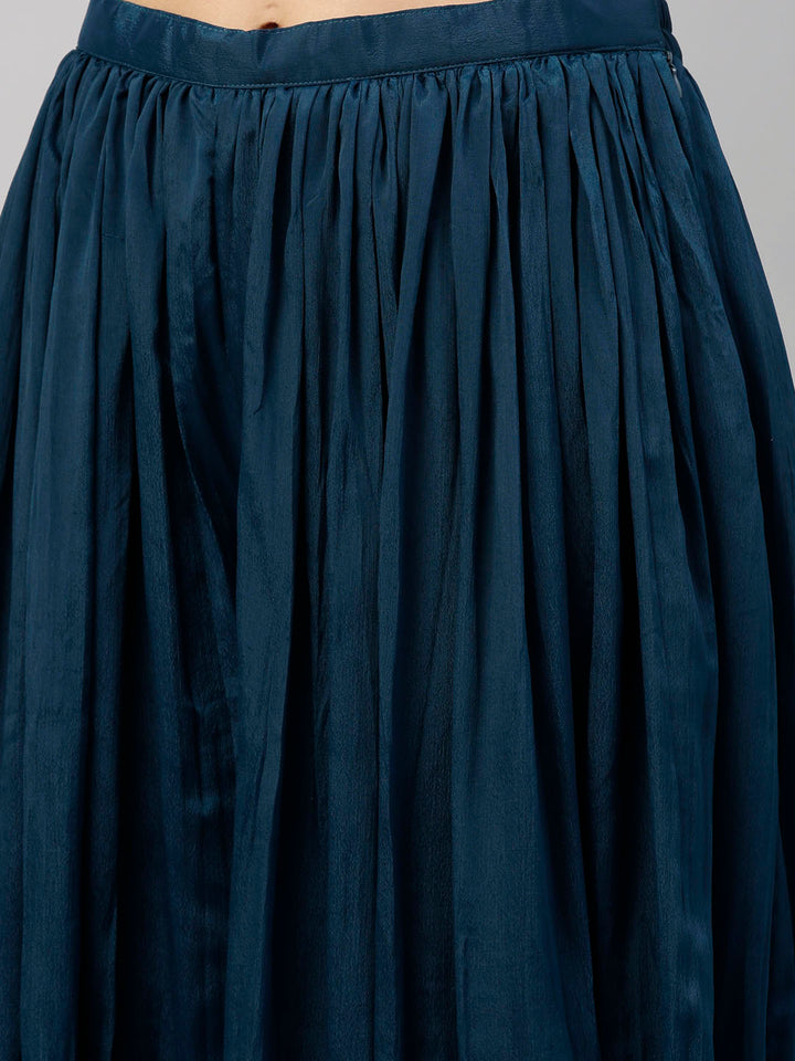 Neerus Peacock Color Georgette Fabric Suit-Fusion