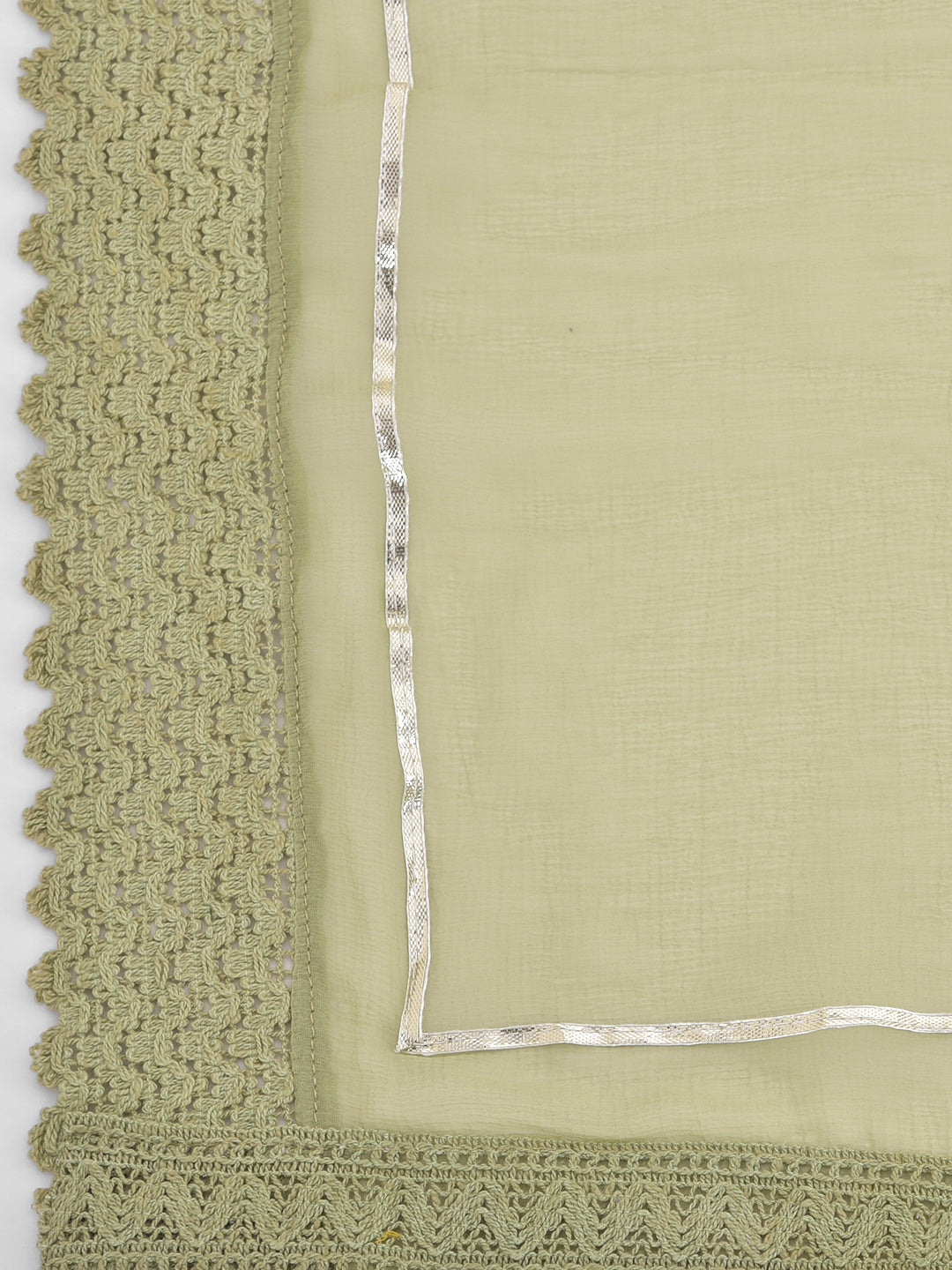 Neerus Green embroidered co-ord set with jacket and dupatta - detail view 2