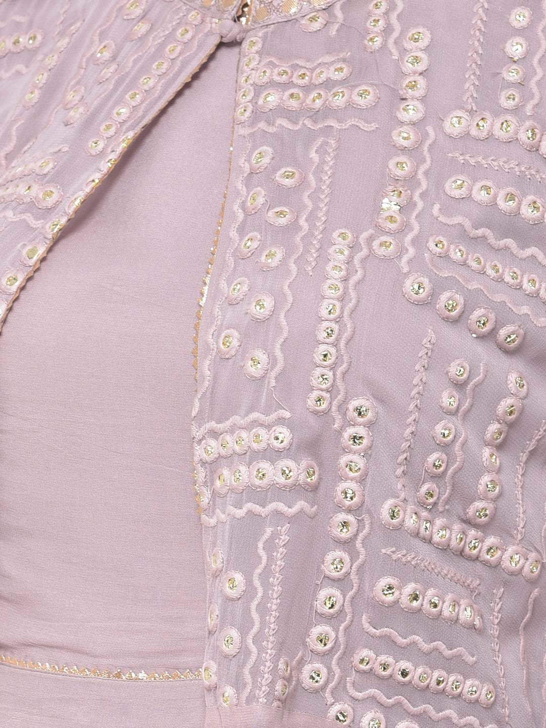Neeru's Lilac Embroidered Top & Sharara Set With Jacket