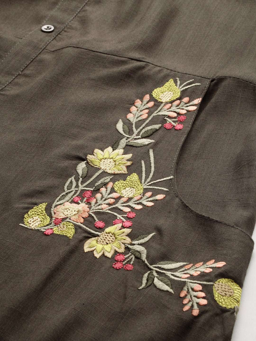 Neerus Green Embroidered Straight Kurta