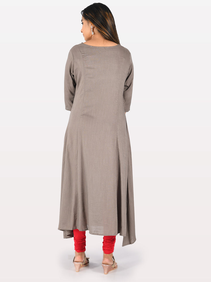 Neerus Women Mouse Color Slub Rayon Fabric Tunic "48"