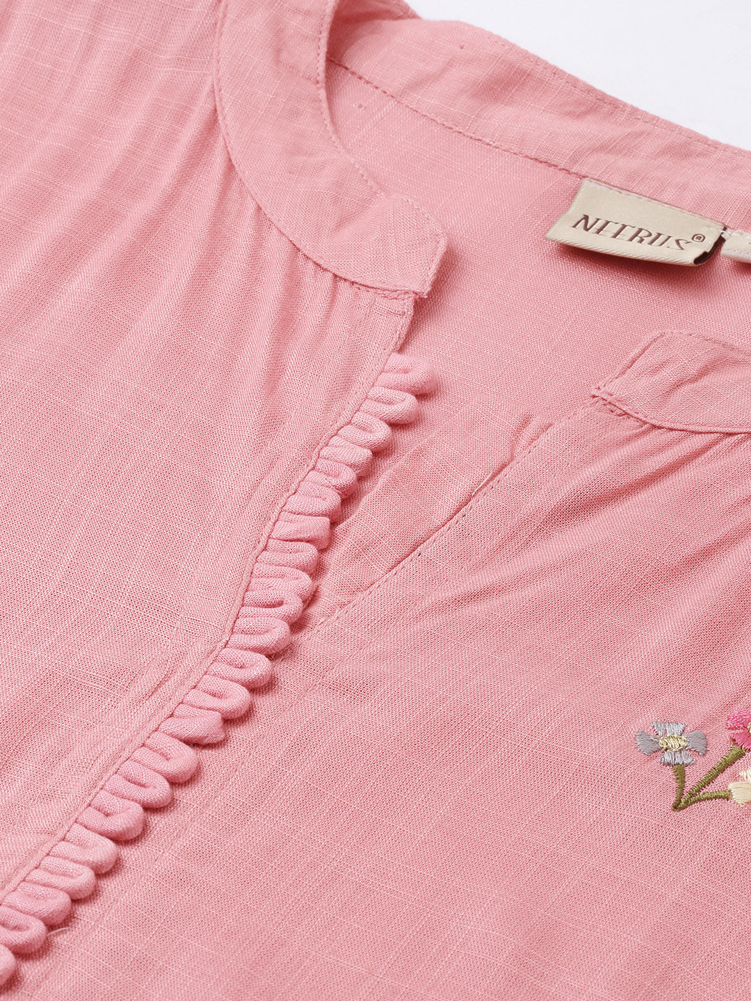 Neerus Women Pink Embroidered Straight Kurta