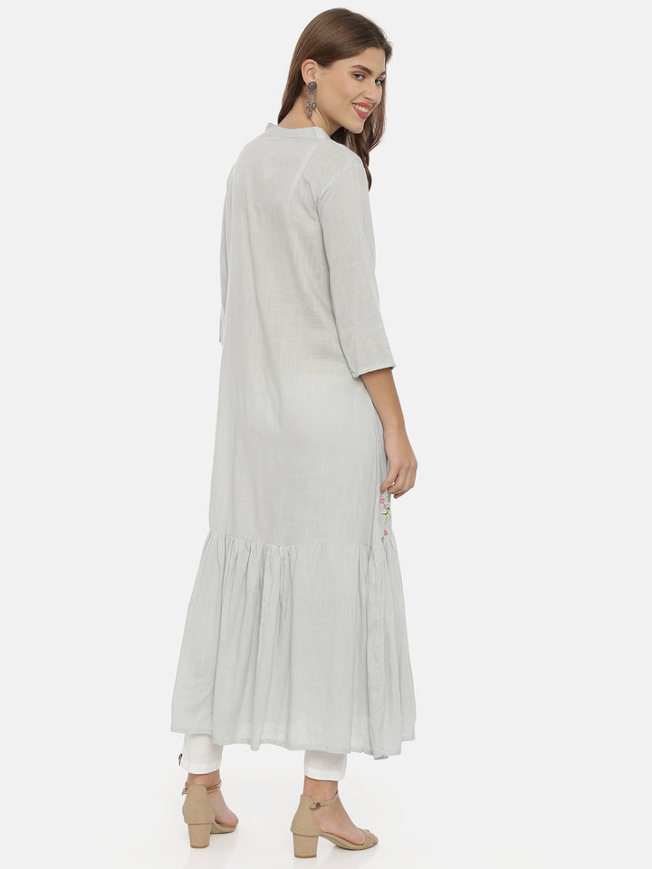 Neerus Grey rayon solid tunic dress - detail view 2
