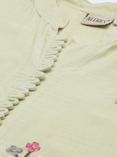Neeru'S Pista Colour Slub Rayon Fabric Tunic "54"