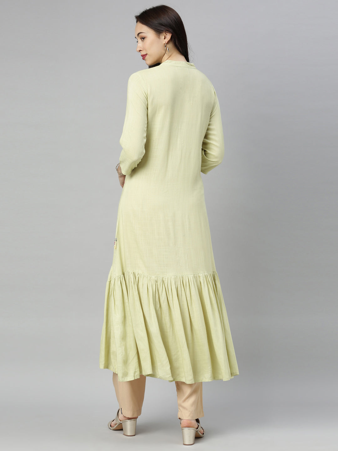 Neerus Pista Colour Slub Rayon Fabric Tunic "54"