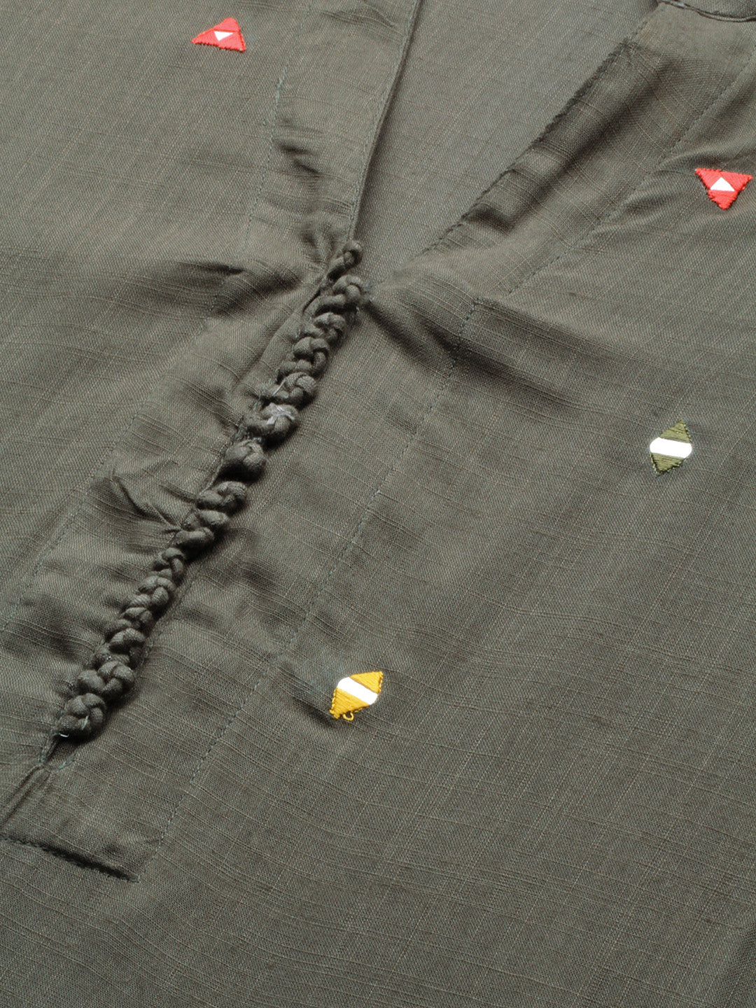 Neerus Green rayon embroidered straight kurta - back view