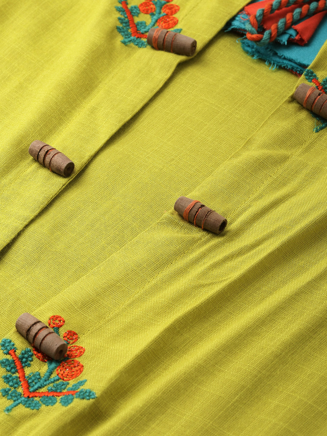 Neeru's Green Embroidered A Line Kurta With Jacket