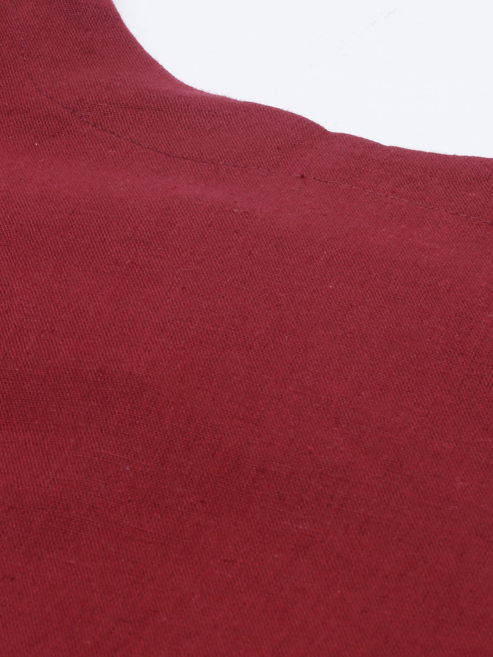 Neerus Maroon Embroidered A Line Kurta