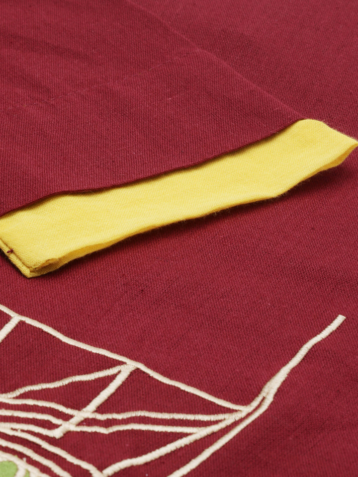 Neerus Maroon Embroidered A Line Kurta