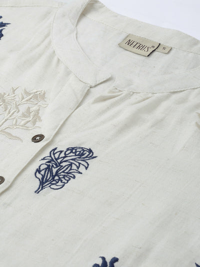 Neeru's White Printed Straight Kurta