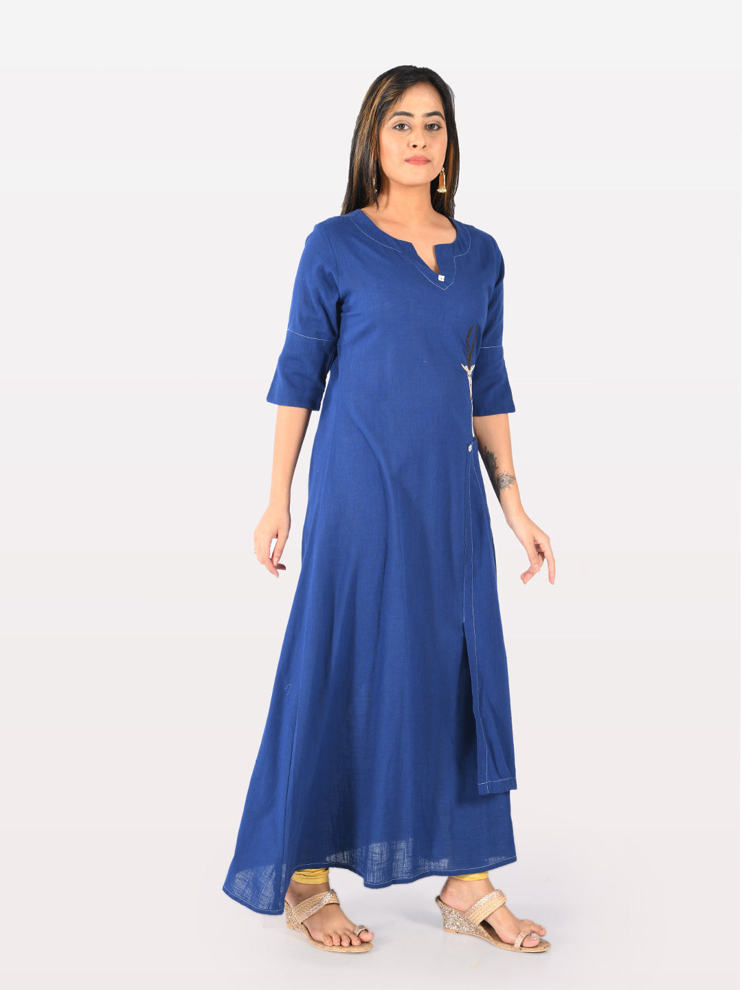 Neeru's Women Navy Blue Color Slub Cotton Fabric Tunic "54"