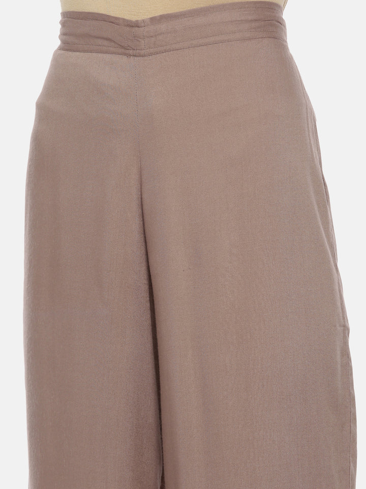 Neerus Brown Embroidered Straight Kurta