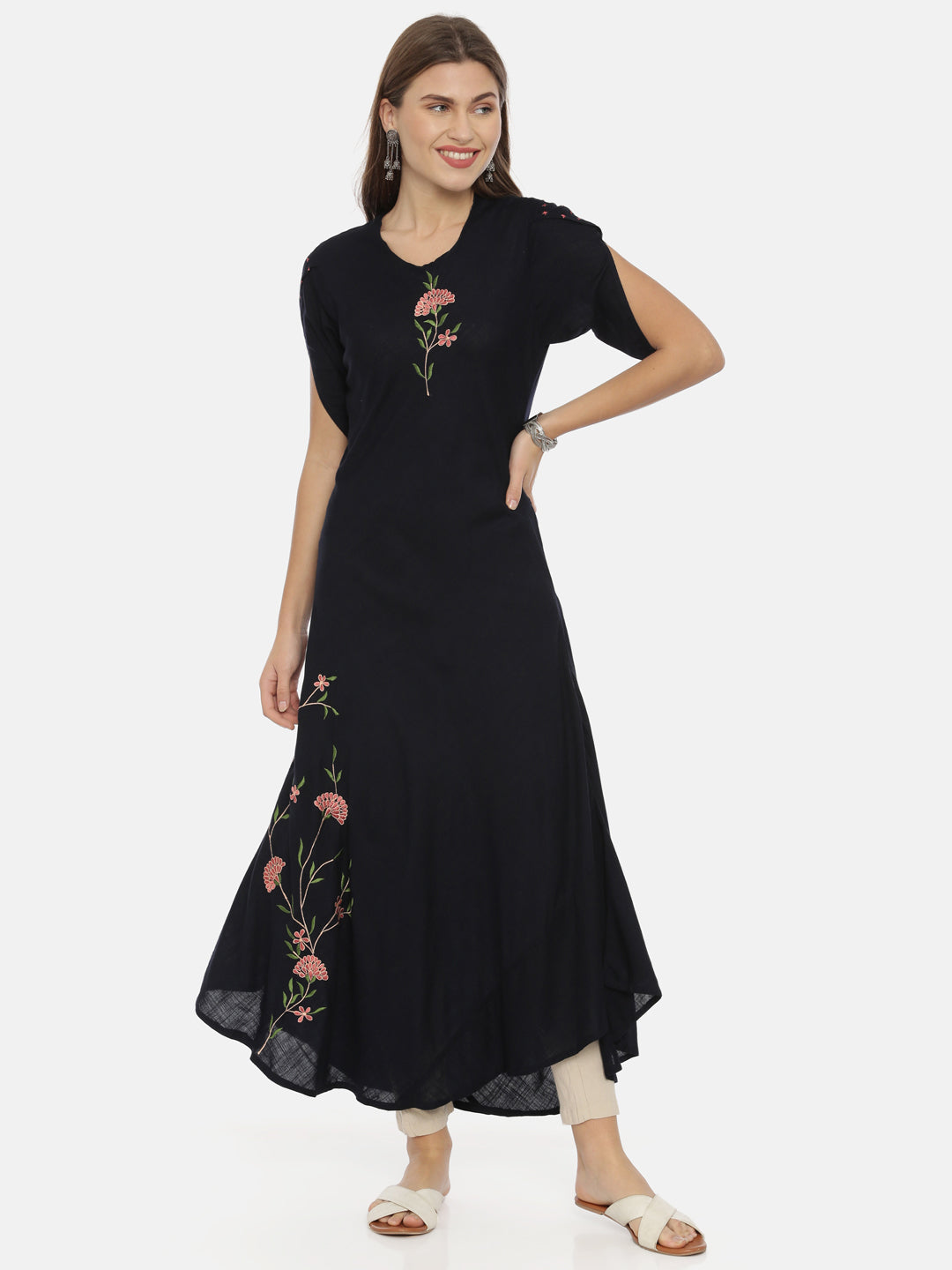 Neerus Women Baby Pink Color Cotton Fabric Tunic "46"