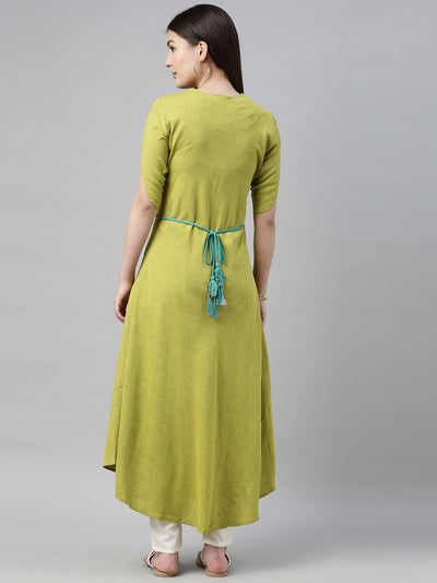 Neeru's M Green Colour Slub Rayon Fabric Tunic "50"