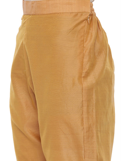 Neeru's Mustard Embroidered Kurta With Pant & Dupatta