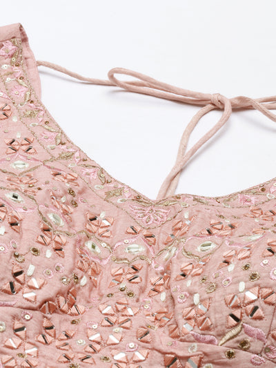 Neeru'S Onion Color, Organza Fabric Suit-Fusion