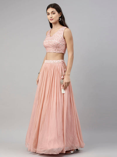 Neeru'S Onion Color, Organza Fabric Suit-Fusion