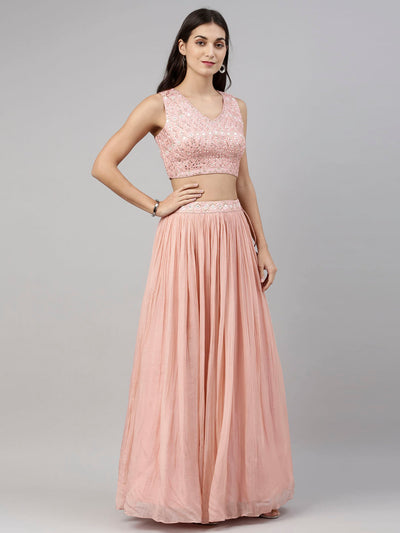 Neeru'S Onion Color, Organza Fabric Suit-Fusion