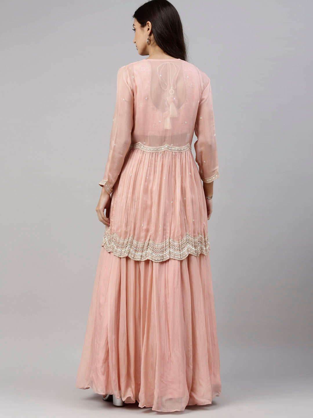 Neeru'S Onion Color, Organza Fabric Suit-Fusion