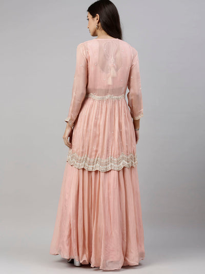 Neeru'S Onion Color, Organza Fabric Suit-Fusion