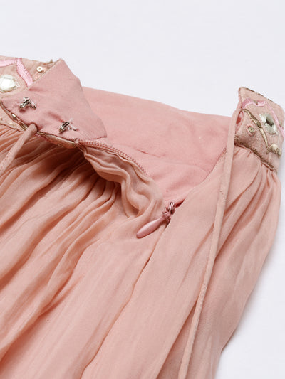 Neeru'S Onion Color, Organza Fabric Suit-Fusion