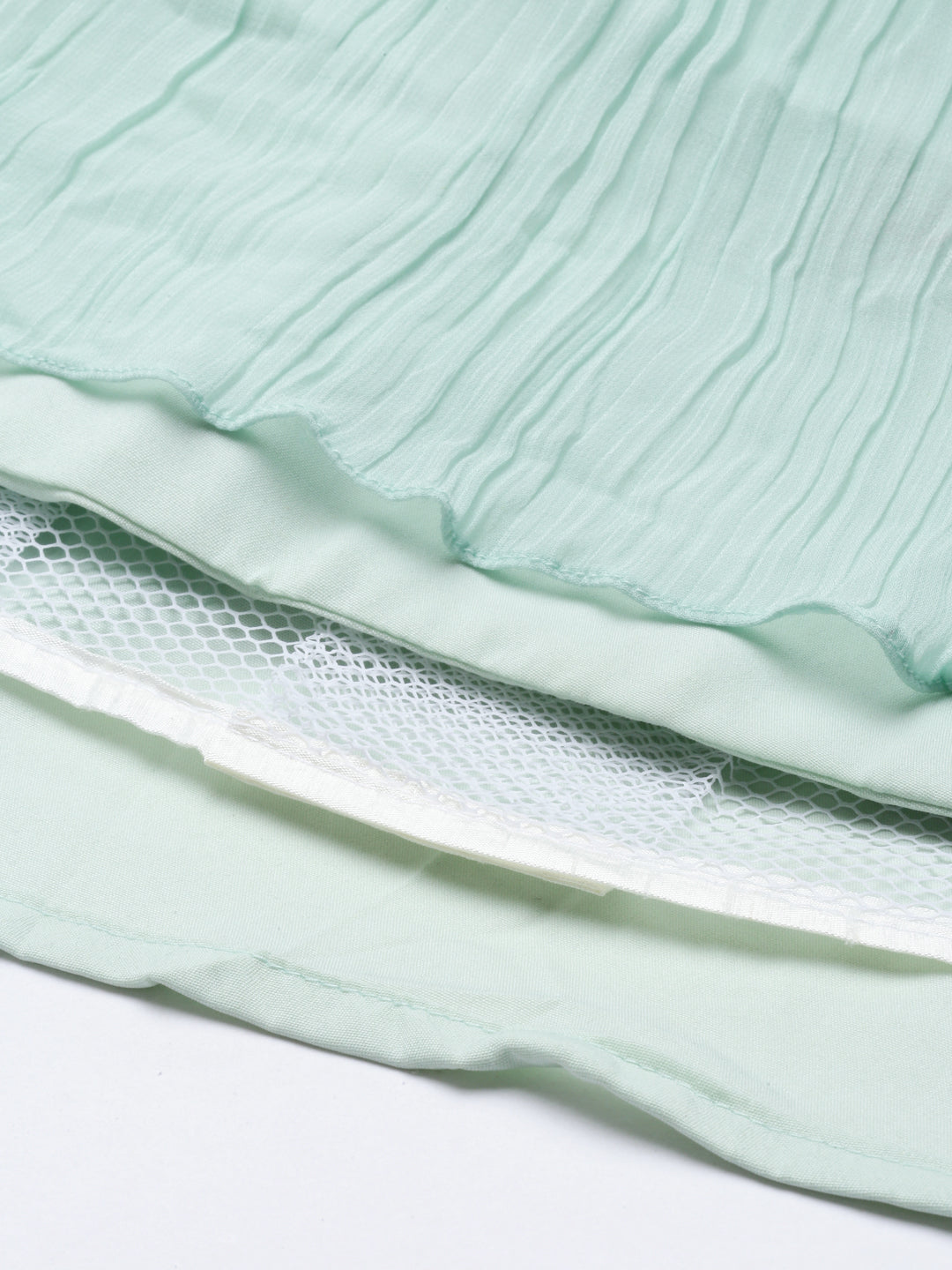 Neerus Green georgette straight co-ord suit set - detail view 8