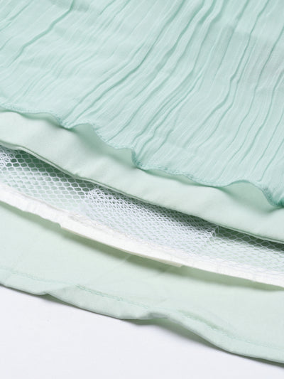 Neeru'S Sea Green Color, Georgette Fabric Suit-Fusion