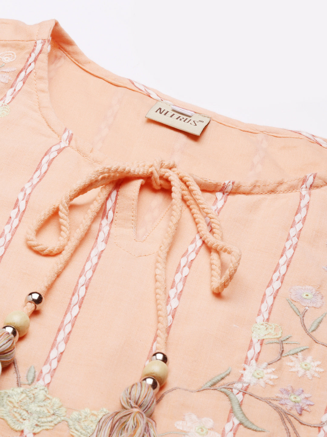 Neerus Pink rayon solid kurta - back view
