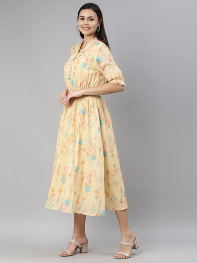 Neeru'S YELLOW Color SLUB COTTON Fabric Kurta