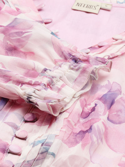 Neeru's Pink Color Chiffon Fabric Kurta