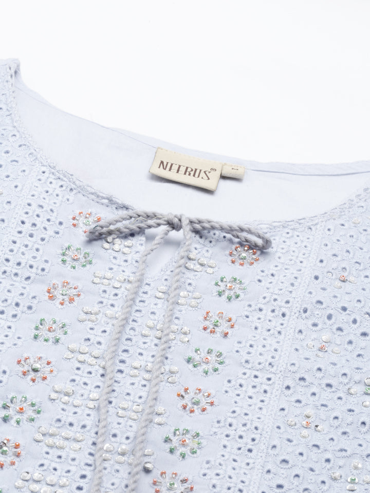 Neerus L Gray Color Cotton Fabric Kurta