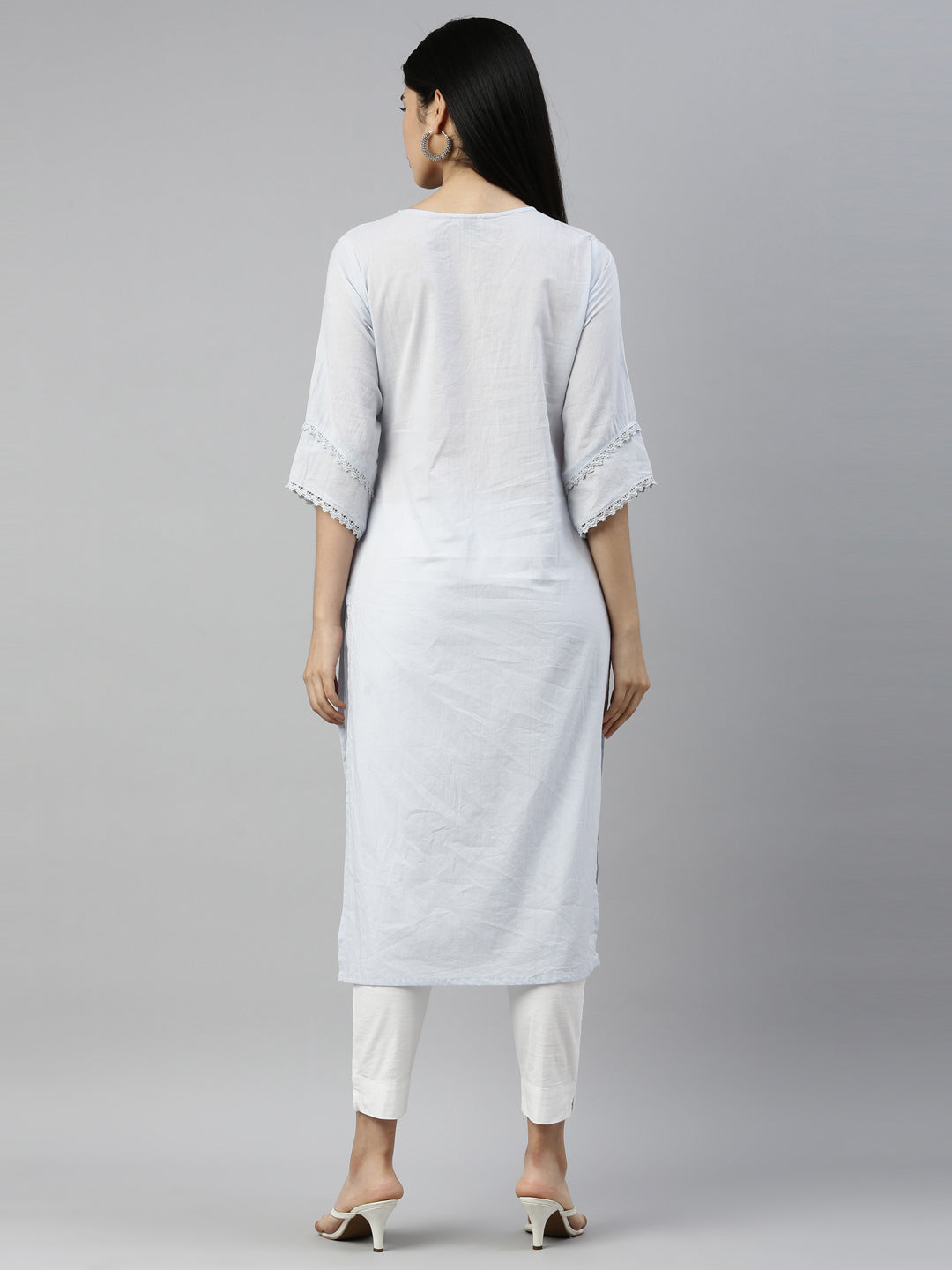 Neeru's L Gray Color Cotton Fabric Kurta