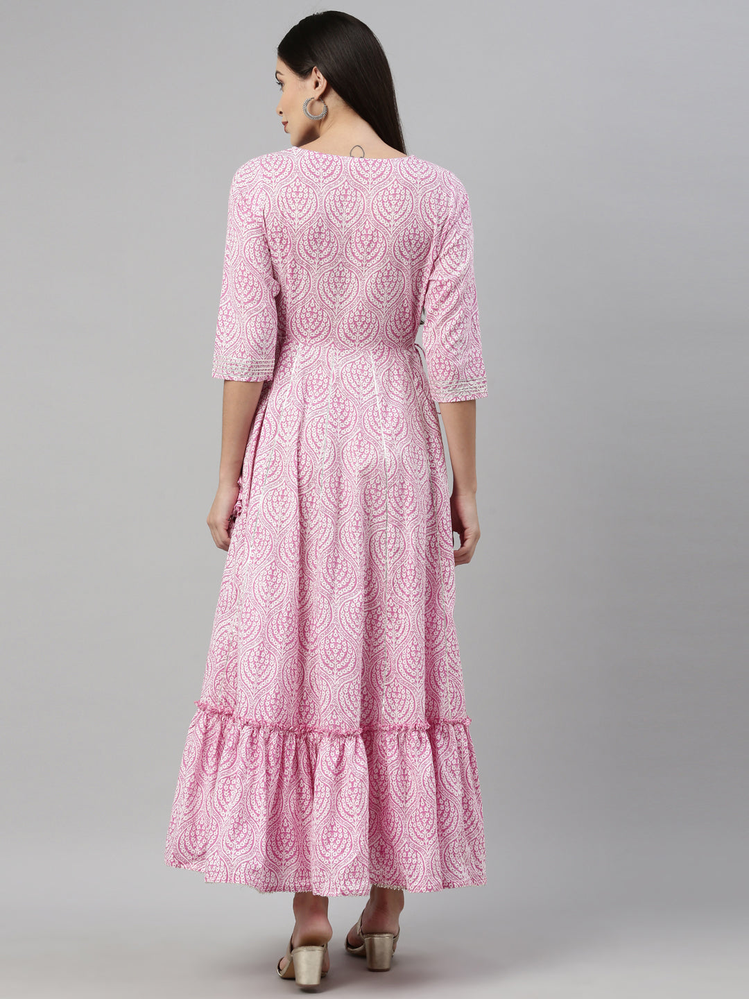 Neerus Pink Color Cotton Fabric Kurta