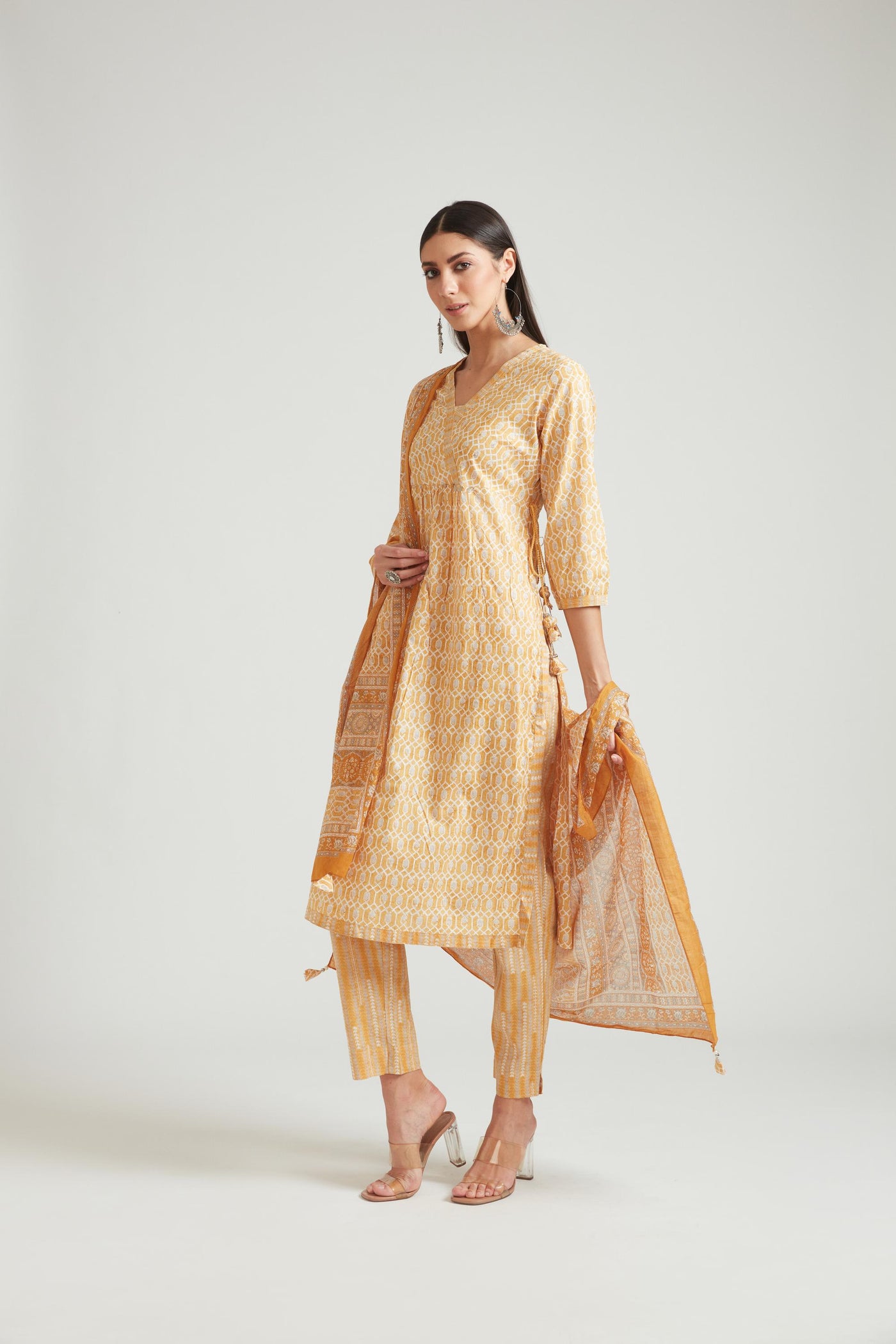 Neeru's Mustard Color Muslin Fabric Salwar Kameez