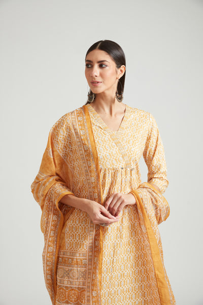 Neeru's Mustard Color Muslin Fabric Salwar Kameez