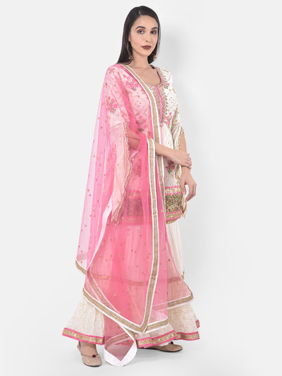 Neeru'S Off White Color Georgette Fabric Suit-Gharara