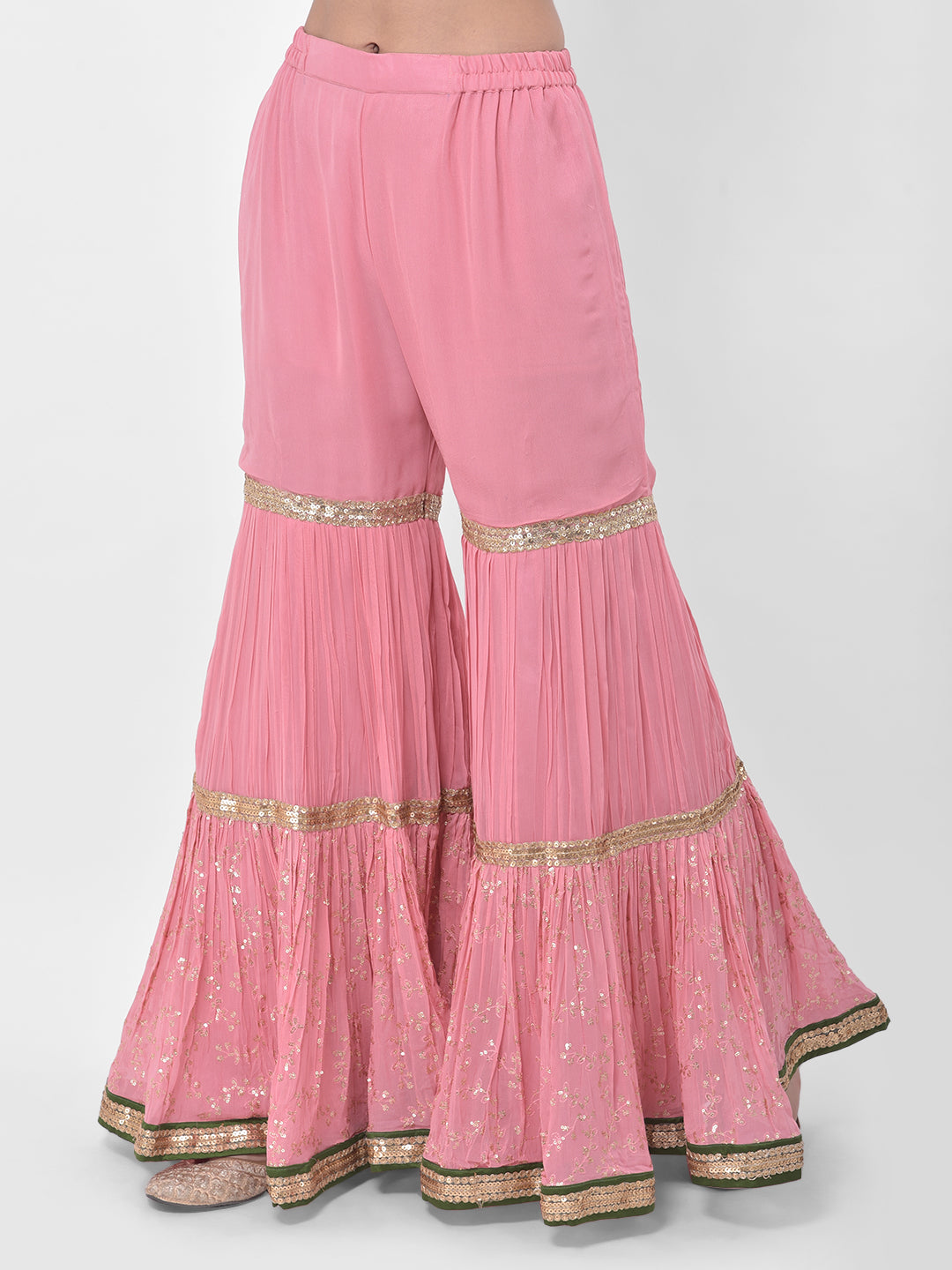 Neeru's Pink Color Georgette Fabric Suit-Gharara