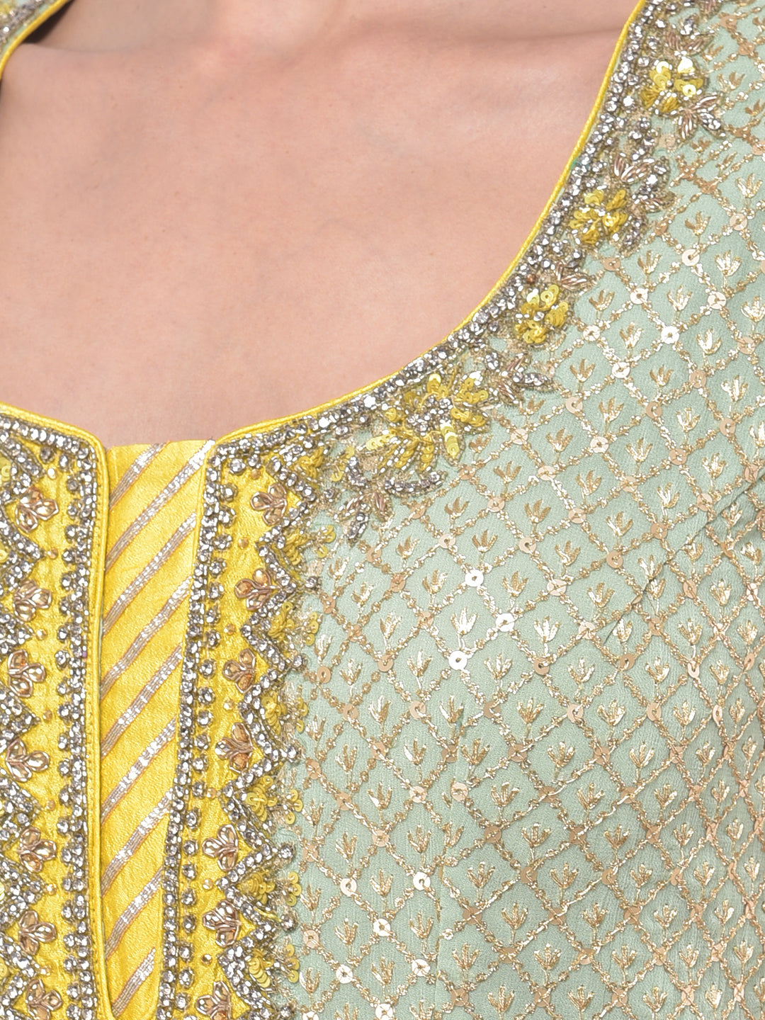 Neerus Pista Color Georgette Fabric Suit-Gharara