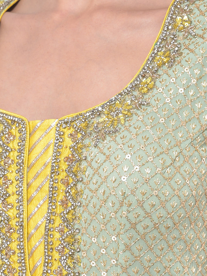 Neerus Pista Color Georgette Fabric Suit-Gharara