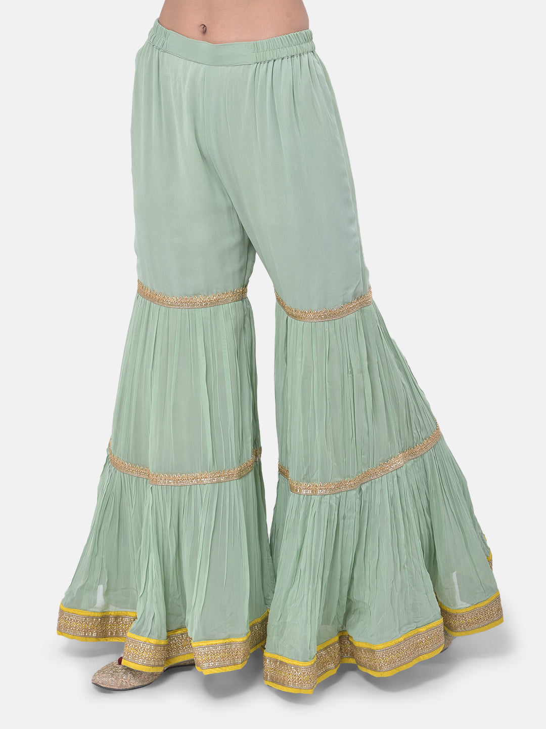 Neerus Pista Color Georgette Fabric Suit-Gharara