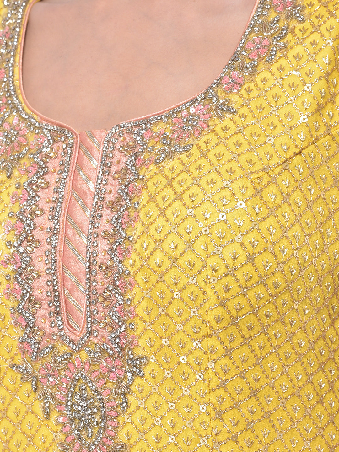Neeru'S Yellow Colour Georgette Fabric Suit-Gharara