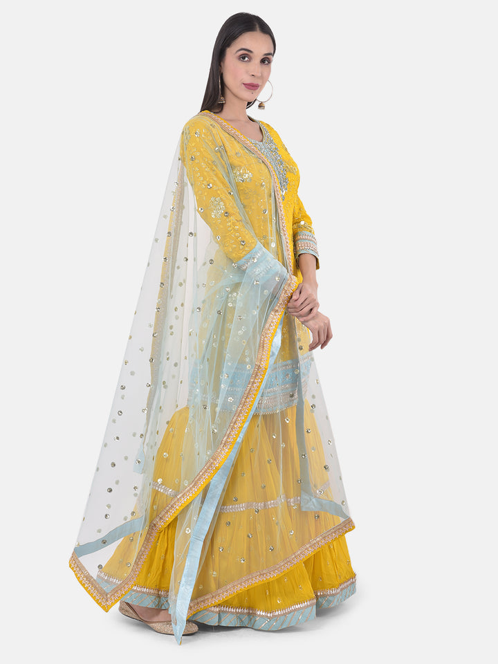 Neerus Yellow Colour Georgette Fabric Suit-Gharara