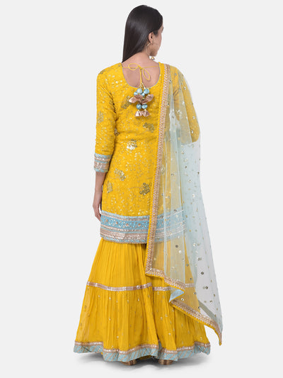 Neeru'S Yellow Colour Georgette Fabric Suit-Gharara