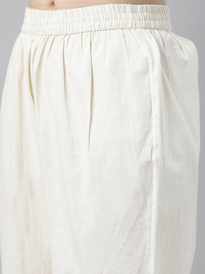 Neerus Navy & Off White Embroidered Kurta & Palazzo Set