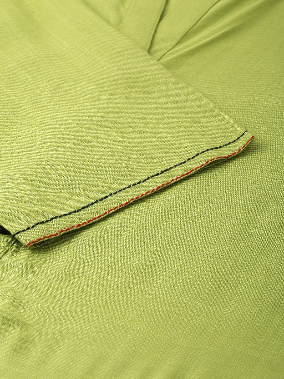 Neerus Green rayon embroidered straight kurta - side view
