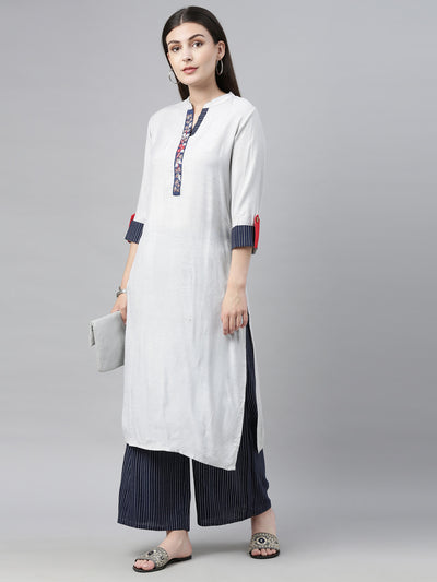 Neeru's Grey & Navy Kurta & Palazzo Set