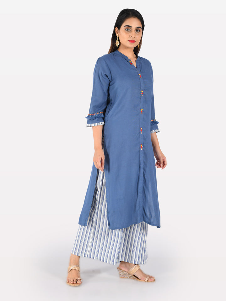 Neerus Blue Straight Kurta