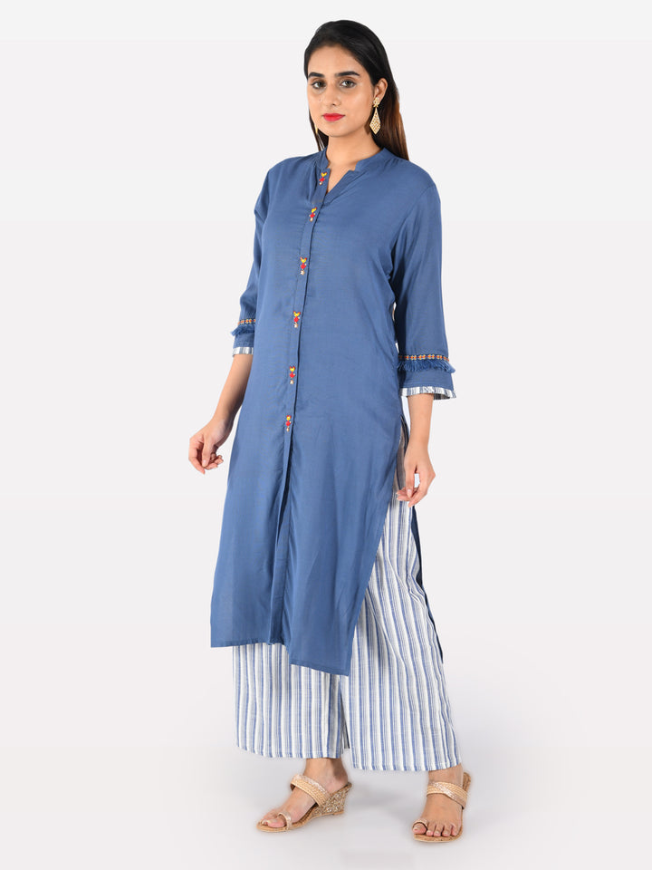 Neerus Blue Straight Kurta